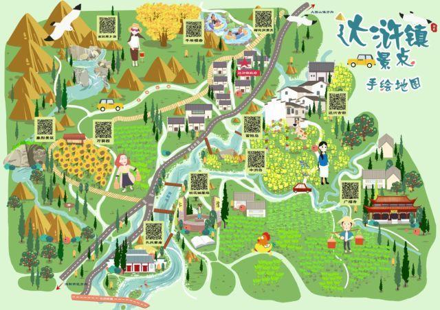 蓝冠注册精心打造《达浒镇景点手绘地图》  
